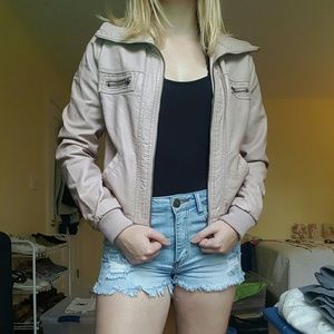 Pale pink faux leather jacket